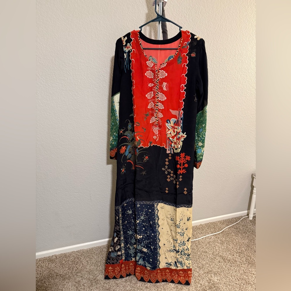 Floral Patchwork Maxi Dress - Multicolor